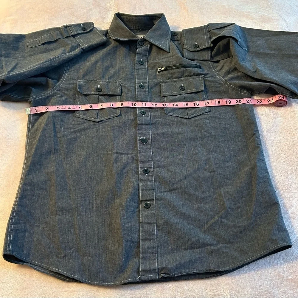 Metro Black Rue 21 gray long sleeve button down shirt size S casual cotton